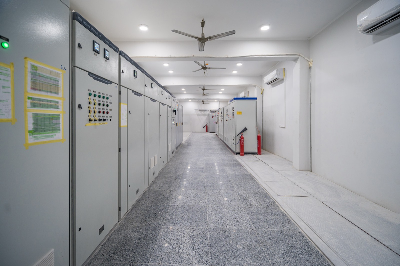 Motor control center and electrical panels in the plant control room