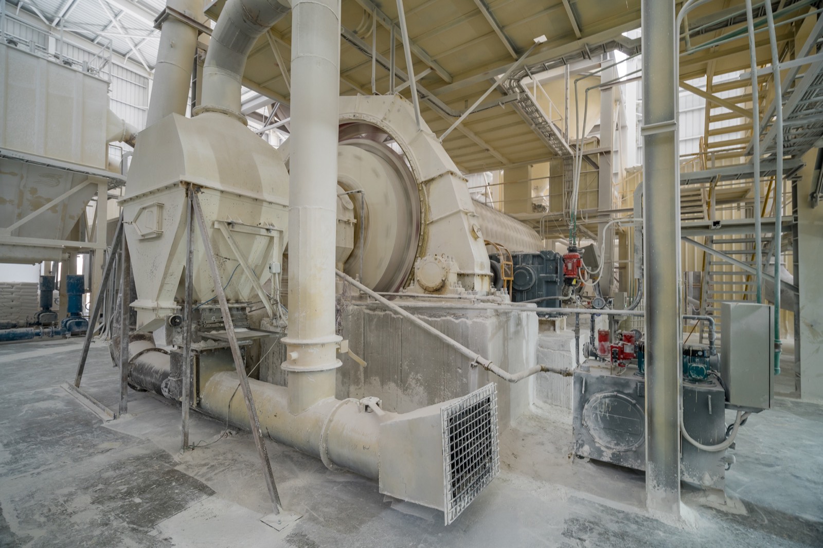 Grinding mill and classifier lines inside the White Stone plant